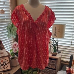 SHEIN Women's Coral Lace Trim Top